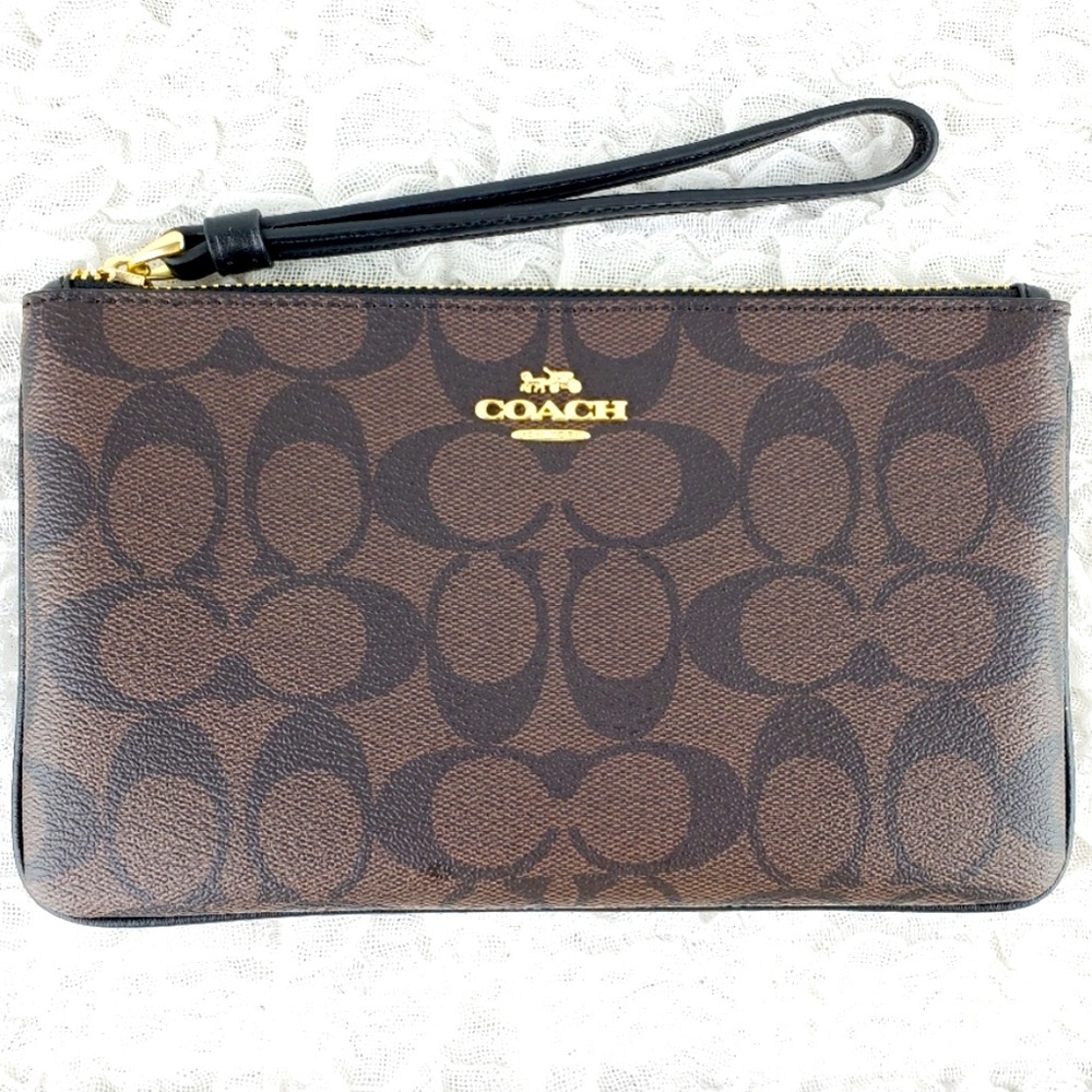 Coach larger Corner Zip Wristlet In Signature Canvas - Picture 4 of 4